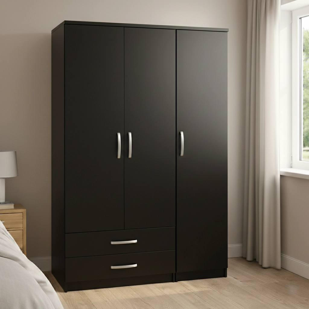 Premium 3 Door Wardrobe with Drawer Storage | Woodere - Image 3