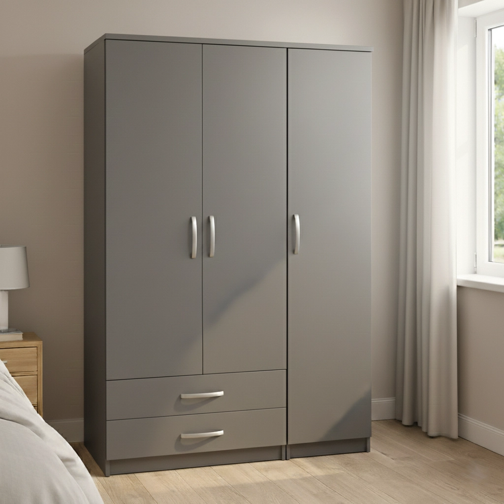 Premium 3 Door Wardrobe with Drawer Storage | Woodere - Image 2