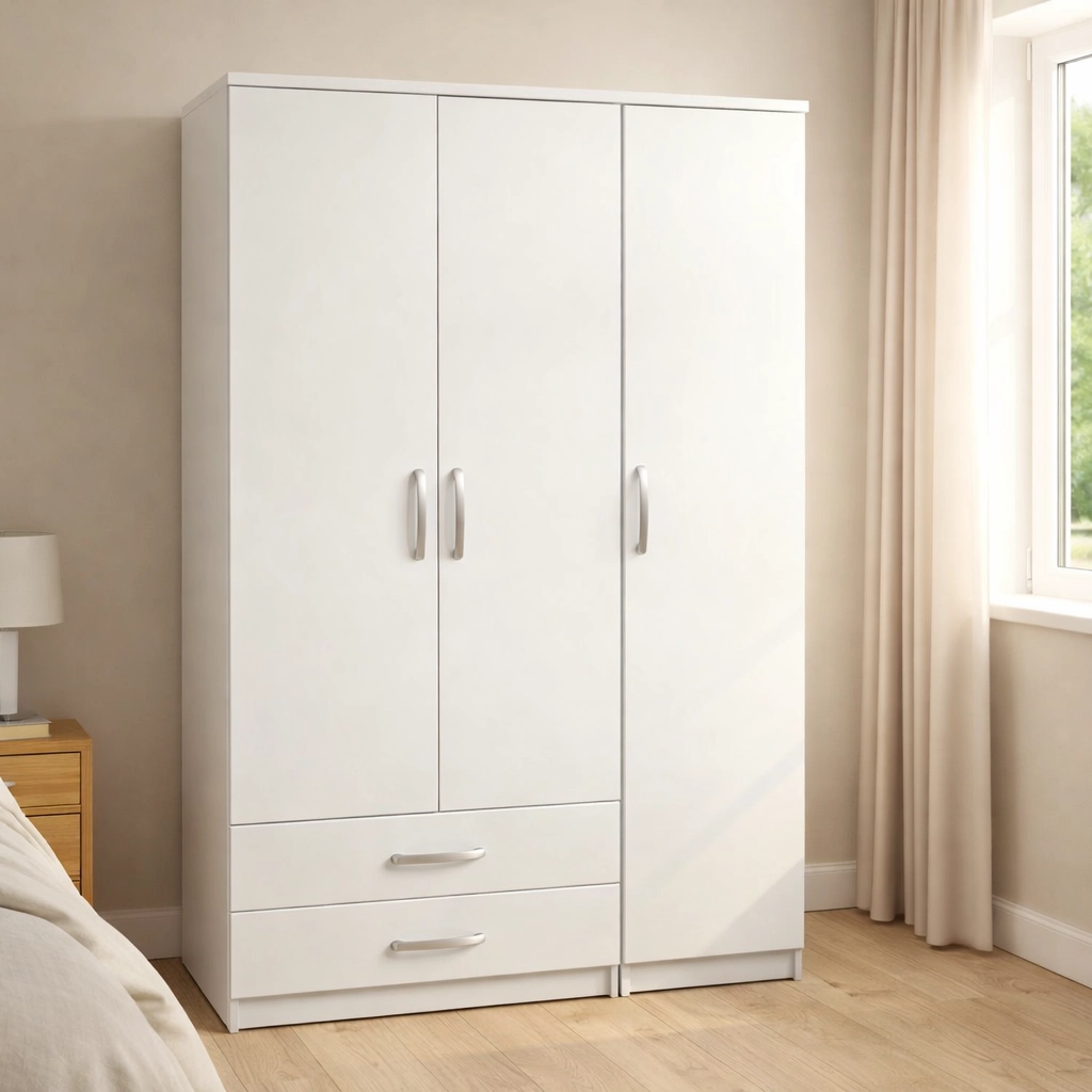 3 door wardrobe with drawers bedroom storage