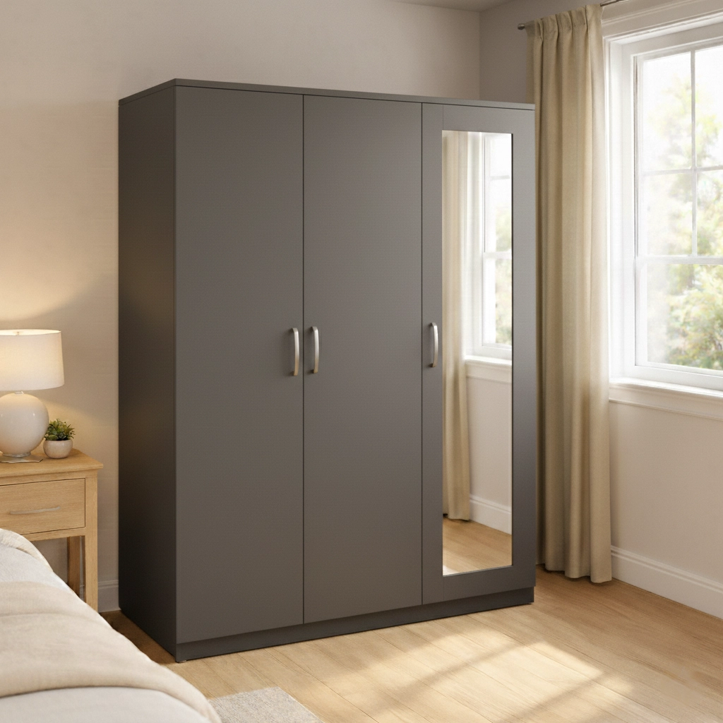 Spacious 3 Door Wardrobe with Mirror | Woodere - Image 2
