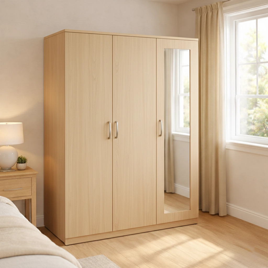 Spacious 3 Door Wardrobe with Mirror | Woodere - Image 5