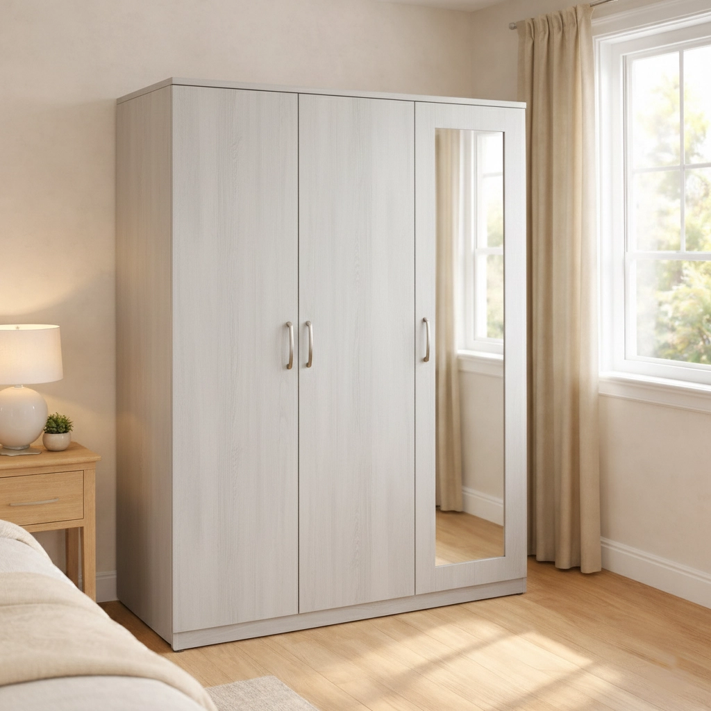 Spacious 3 Door Wardrobe with Mirror | Woodere - Image 4