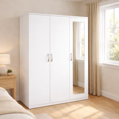 modern 3 door wardrobe with mirror for bedroom