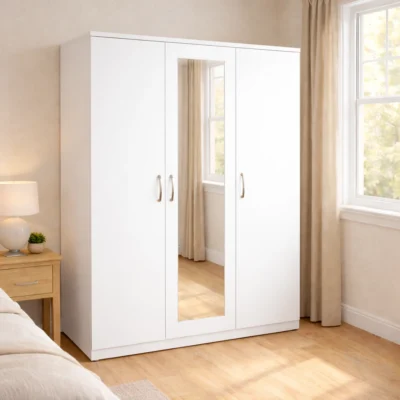 Contemporary 3 Door Wardrobe with Mirror for Bedroom Storage | Woodere