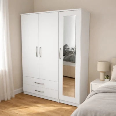 3 door wardrobe with mirror and drawers bedroom storage