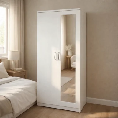 Stylish 2 Door Mirrored Wardrobe – Bedroom Storage Unit | Woodere