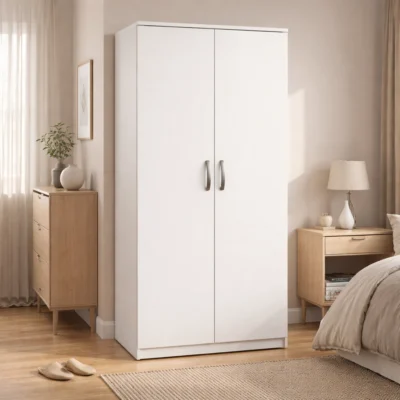 Plain 2 Door Wardrobe – Simple Bedroom Storage | Woodere