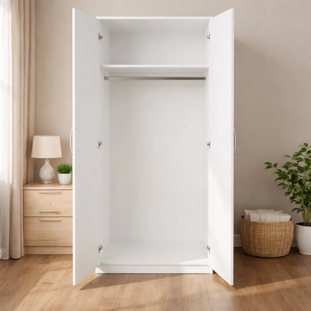 Elegant 2 Door Mirrored Wardrobe with Hanging Rail | Woodere - Image 9