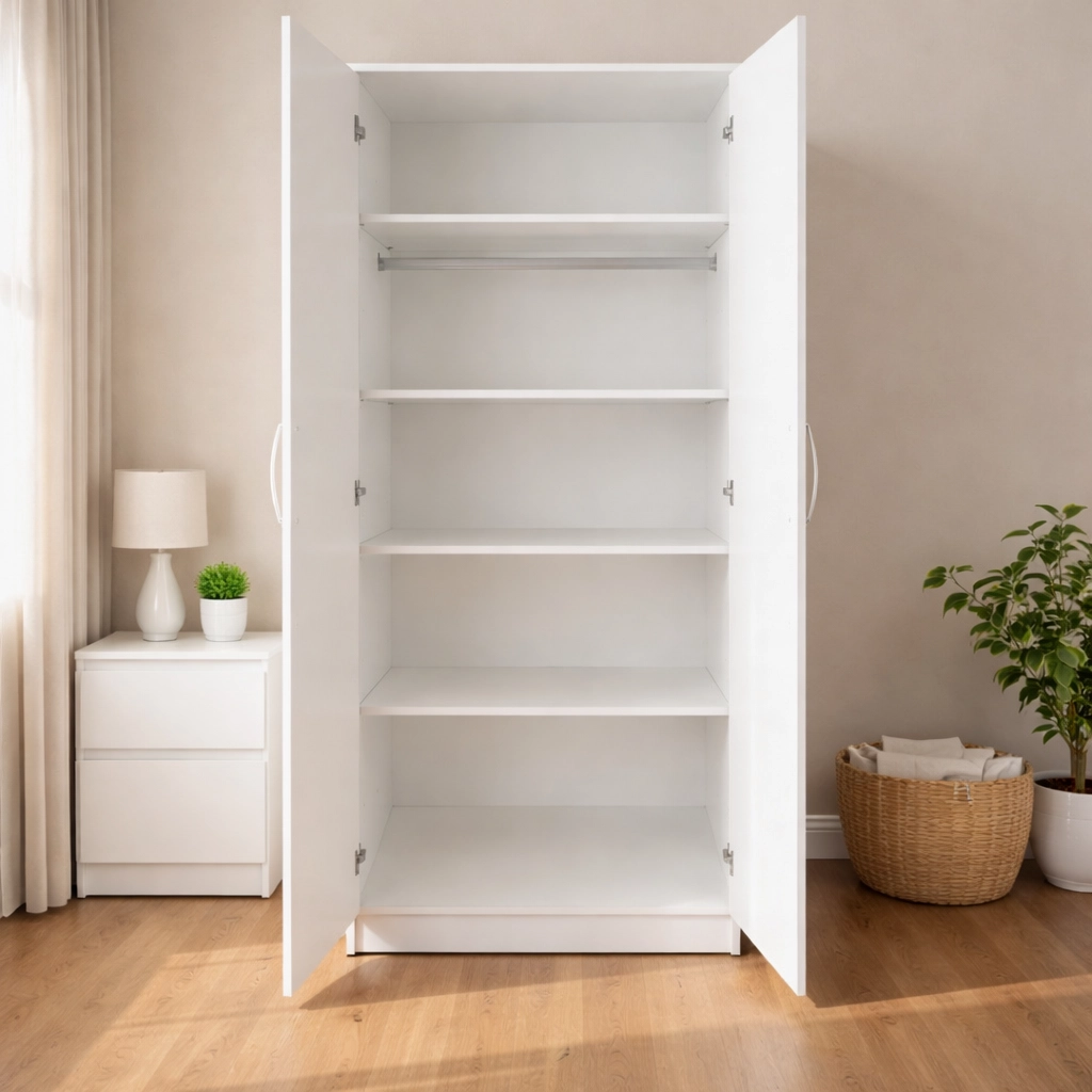 Elegant 2 Door Mirrored Wardrobe with Hanging Rail | Woodere - Image 10