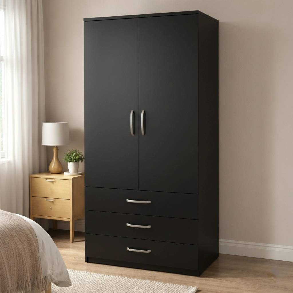 Perfect 2 Door Wardrobe with 3 Drawers – Smart Bedroom Storage Unit | Woodere - Image 4
