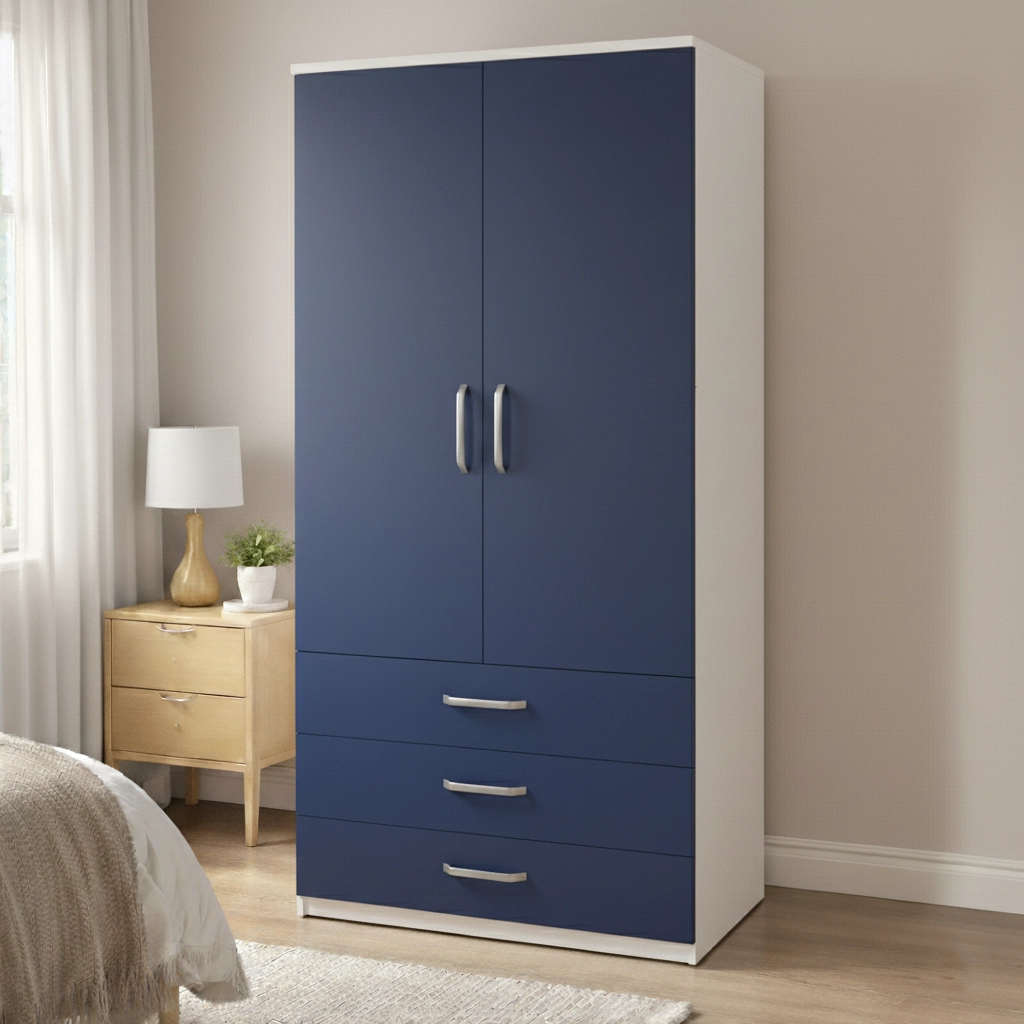 Perfect 2 Door Wardrobe with 3 Drawers – Smart Bedroom Storage Unit | Woodere - Image 8