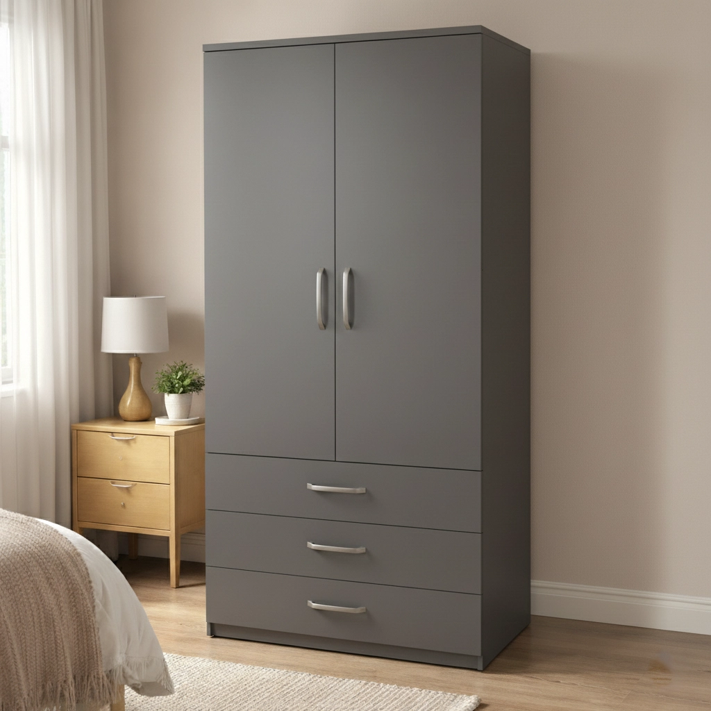 Perfect 2 Door Wardrobe with 3 Drawers – Smart Bedroom Storage Unit | Woodere - Image 2