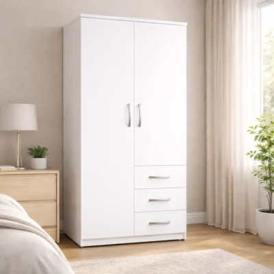 Classic 2 Door Wardrobe with 3 Drawer Storage | Woodere