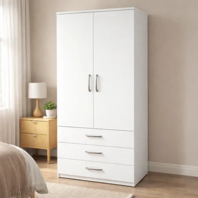 Best 2 Door Wardrobe with 3 Drawers – Smart Bedroom Storage Unit | Woodere
