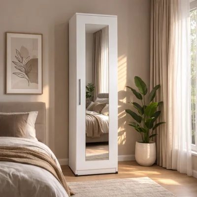 minimalist white wardrobe for small bedroom